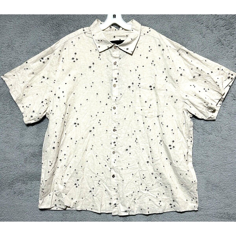 Winston Button Up Men's Size 4XL Beige Palm Print Streetwear Going Out Shirt NWT
